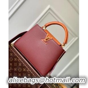 Promotional Louis Vuitton Capucines BB Bag in Taurillon leather with Ostrich Leather N81409 Dark Cherry-red 2023