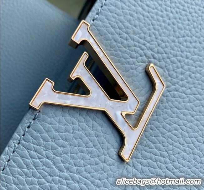 Promotional Louis Vuitton Capucines MM Bag in Taurillon Calfskin with Exotic Karung Leather M21166 Blue 2023