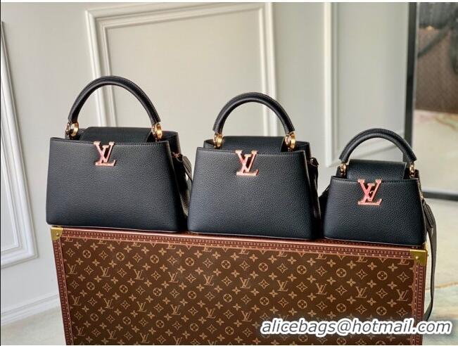 Promotional Louis Vuitton Capucines MM Bag in Taurillon Calfskin M21150 Black 2023