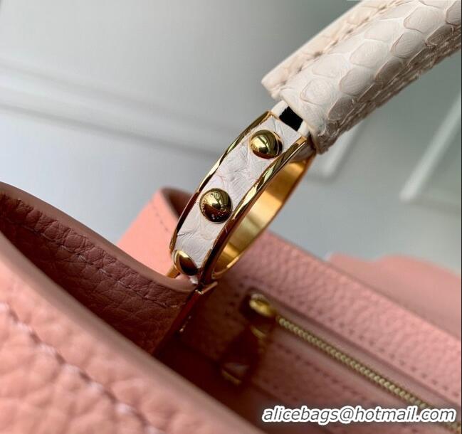 Good Product Louis Vuitton Capucines MM Bag in Calfskin and Snake Leather M21150 Pink 2023