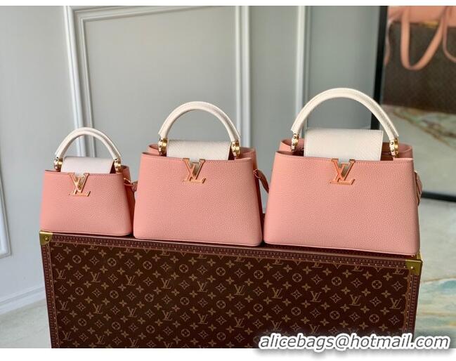 Good Product Louis Vuitton Capucines MM Bag in Calfskin and Snake Leather M21150 Pink 2023