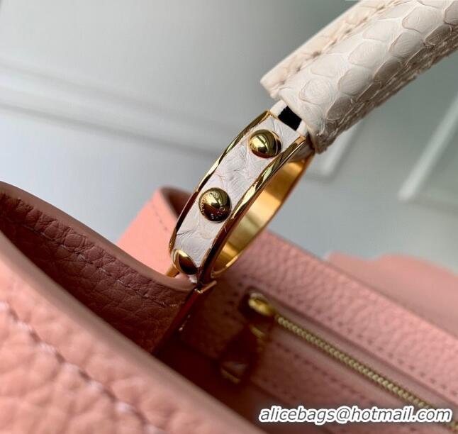 Top Quality Louis Vuitton Capucines BB Bag in Calfskin and Snake Leather M21150 Pink 2023