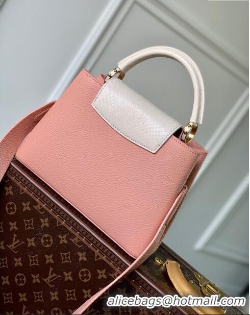 Top Quality Louis Vuitton Capucines BB Bag in Calfskin and Snake Leather M21150 Pink 2023