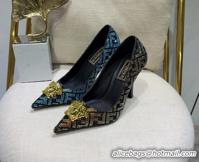 Purchase Versace x Fendi Fendace Medusa Crystals High Heel Pumps 10.5cm Black/Multicolor 122605