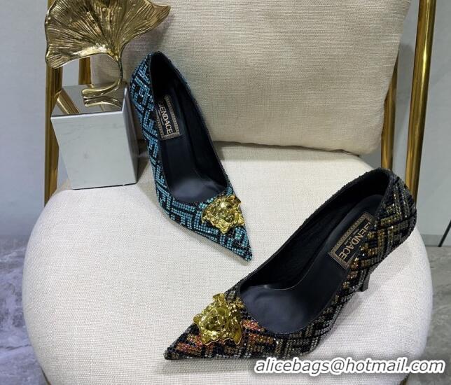 Purchase Versace x Fendi Fendace Medusa Crystals High Heel Pumps 10.5cm Black/Multicolor 122605