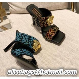 Good Looking Versace x Fendi Fendace Medusa Crystals High Heel Sandals 10.5cm Black/Multicolor 122607