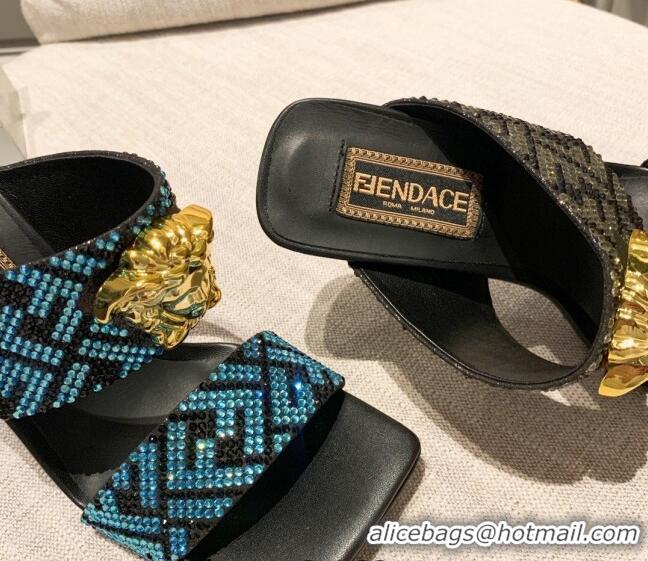 Good Looking Versace x Fendi Fendace Medusa Crystals High Heel Sandals 10.5cm Black/Multicolor 122607