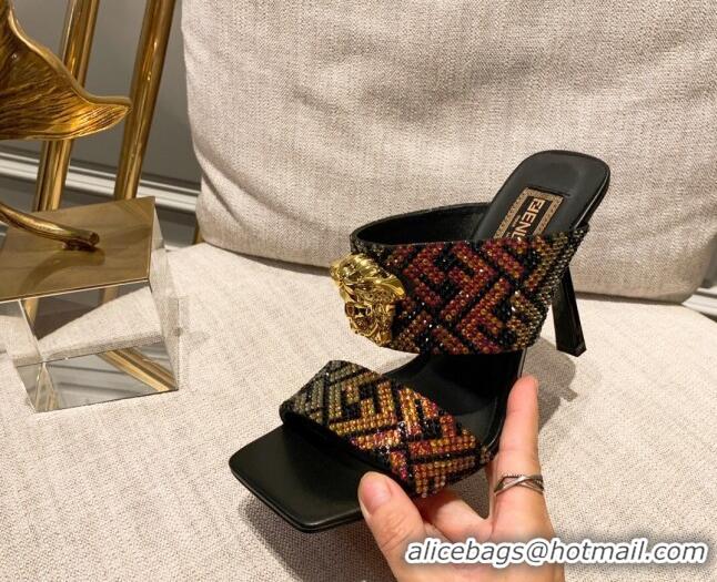 Good Looking Versace x Fendi Fendace Medusa Crystals High Heel Sandals 10.5cm Black/Multicolor 122607