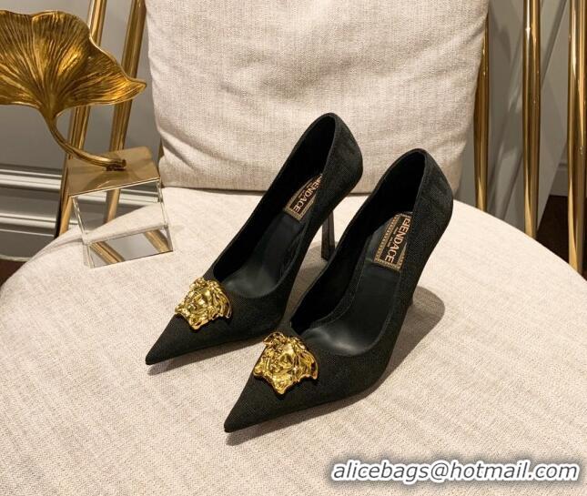 Best Price Versace x Fendi Fendace Medusa FF Fabric High Heel Pumps 10.5cm Black 122609