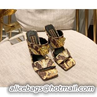 Pretty Style Versace x Fendi Fendace Medusa Print FF Fabric High Heel Sandals 10.5cm 122610