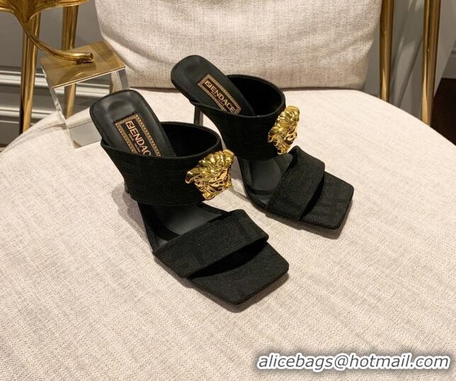 Low Cost Versace x Fendi Fendace Medusa FF Fabric High Heel Sandals 10.5cm Black 122612