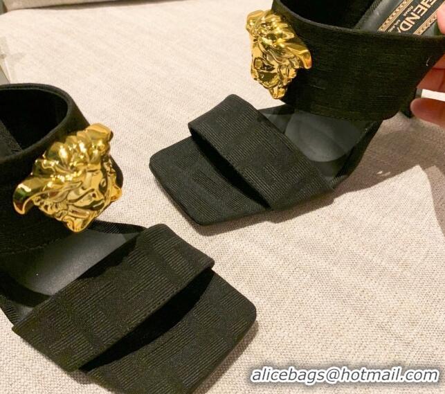 Low Cost Versace x Fendi Fendace Medusa FF Fabric High Heel Sandals 10.5cm Black 122612