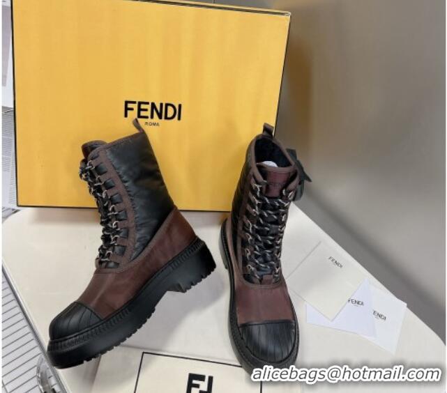 Charming Fendi Domino Biker Ankle Boots with Pocket in Nylon Black 122836