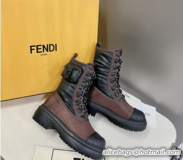 Charming Fendi Domino Biker Ankle Boots with Pocket in Nylon Black 122836