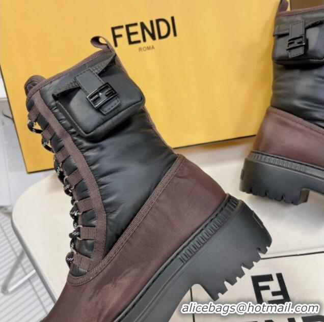 Charming Fendi Domino Biker Ankle Boots with Pocket in Nylon Black 122836