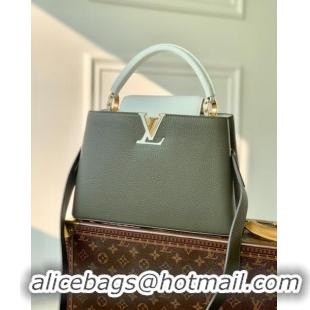 Famous Brand Louis Vuitton Capucines BB Bag in Taurillon Calfskin M21045 Grey/White 2023