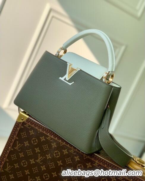 Famous Brand Louis Vuitton Capucines BB Bag in Taurillon Calfskin M21045 Grey/White 2023