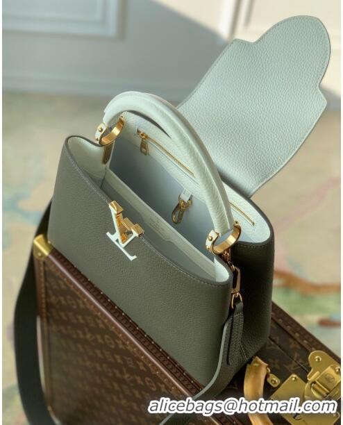 Famous Brand Louis Vuitton Capucines BB Bag in Taurillon Calfskin M21045 Grey/White 2023