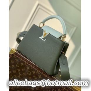 Reasonable Price Louis Vuitton Capucines MM Bag in Taurillon Calfskin M21045 Grey/White 2023