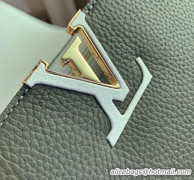 Reasonable Price Louis Vuitton Capucines MM Bag in Taurillon Calfskin M21045 Grey/White 2023