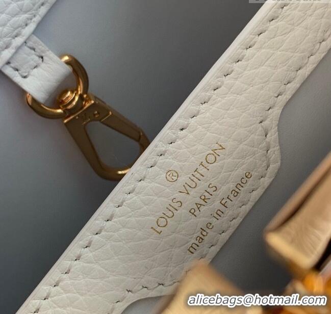 Reasonable Price Louis Vuitton Capucines MM Bag in Taurillon Calfskin M21045 Grey/White 2023