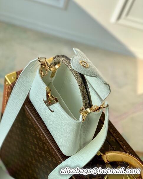 Promotional Louis Vuitton Capucines Mini Bag in Taurillon Calfskin with Python Leather N56399 White 2023