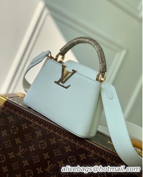 Promotional Louis Vuitton Capucines Mini Bag in Taurillon Calfskin with Python Leather N56399 White 2023