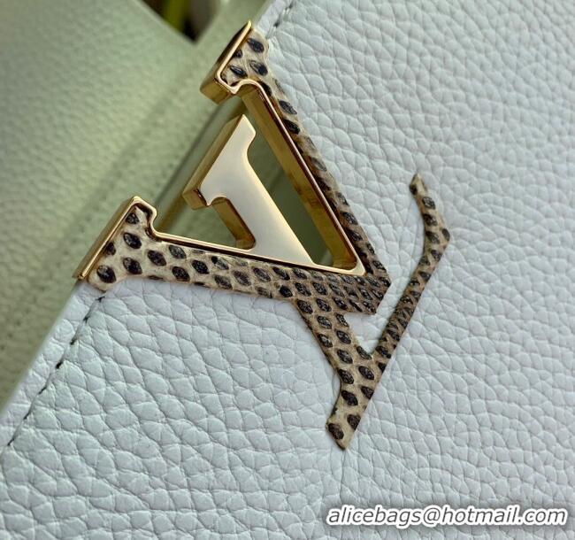 Promotional Louis Vuitton Capucines Mini Bag in Taurillon Calfskin with Python Leather N56399 White 2023