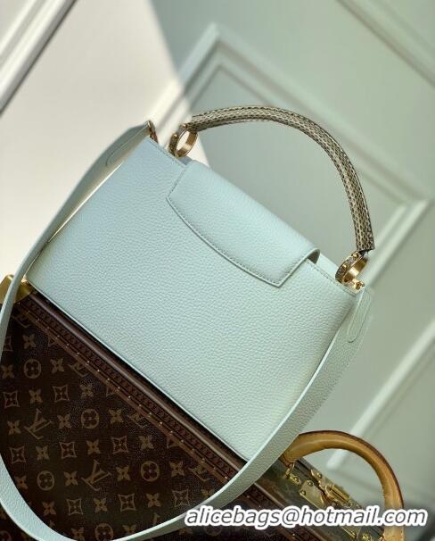 Promotional Louis Vuitton Capucines Mini Bag in Taurillon Calfskin with Python Leather N56399 White 2023