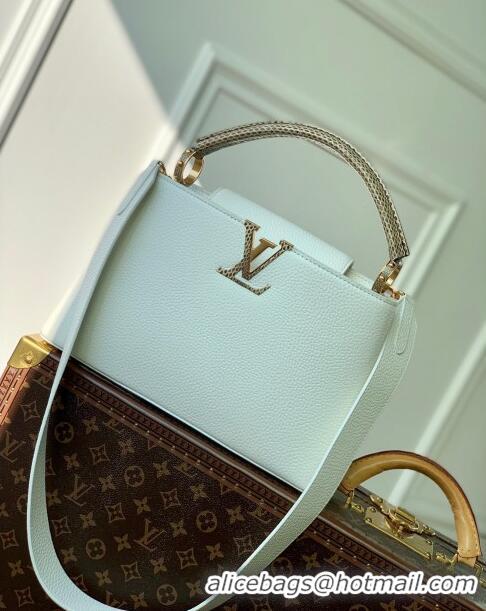 Promotional Louis Vuitton Capucines Mini Bag in Taurillon Calfskin with Python Leather N56399 White 2023