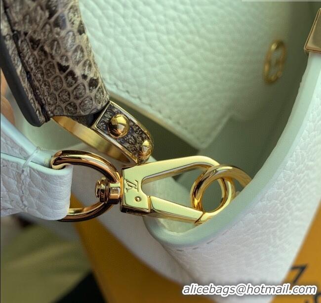 Promotional Louis Vuitton Capucines Mini Bag in Taurillon Calfskin with Python Leather N56399 White 2023