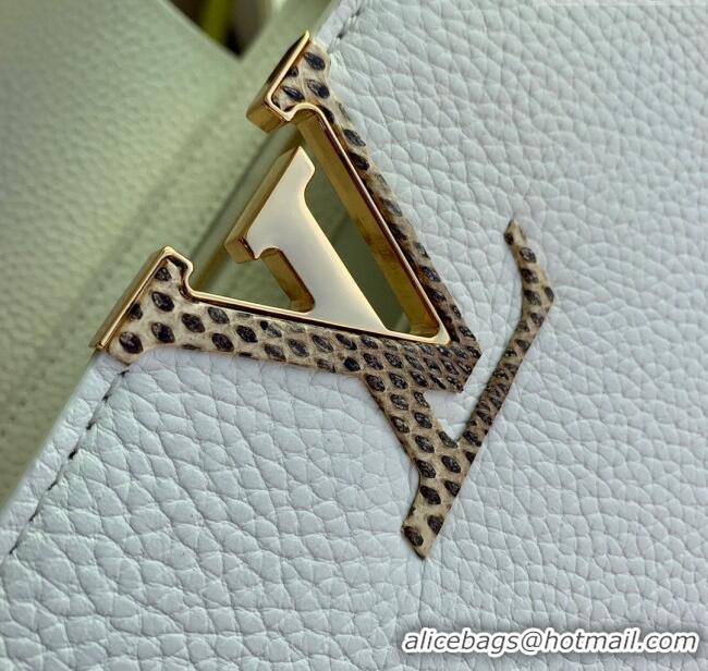 Promotional Louis Vuitton Capucines Mini Bag in Taurillon Calfskin with Python Leather N56399 White 2023