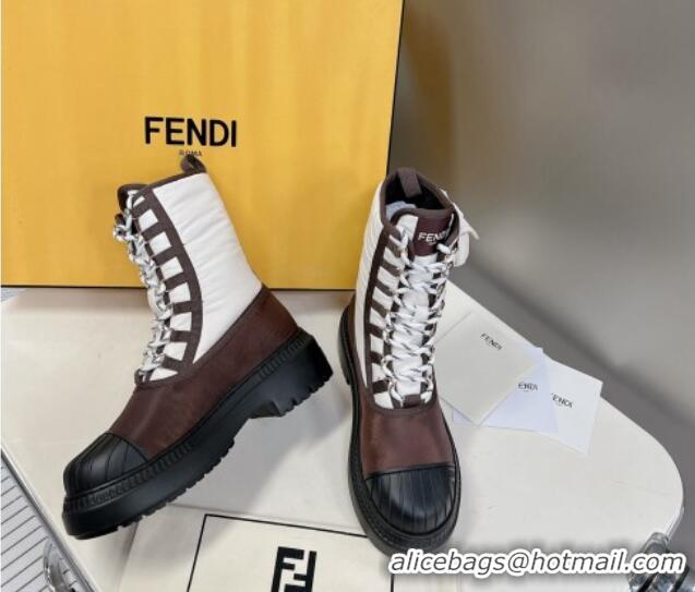 Best Product Fendi Domino Biker Ankle Boots with Pocket in White Nylon 122841