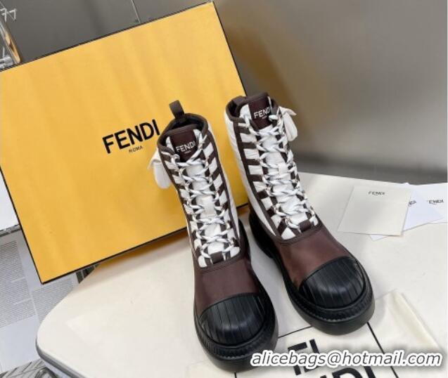 Best Product Fendi Domino Biker Ankle Boots with Pocket in White Nylon 122841