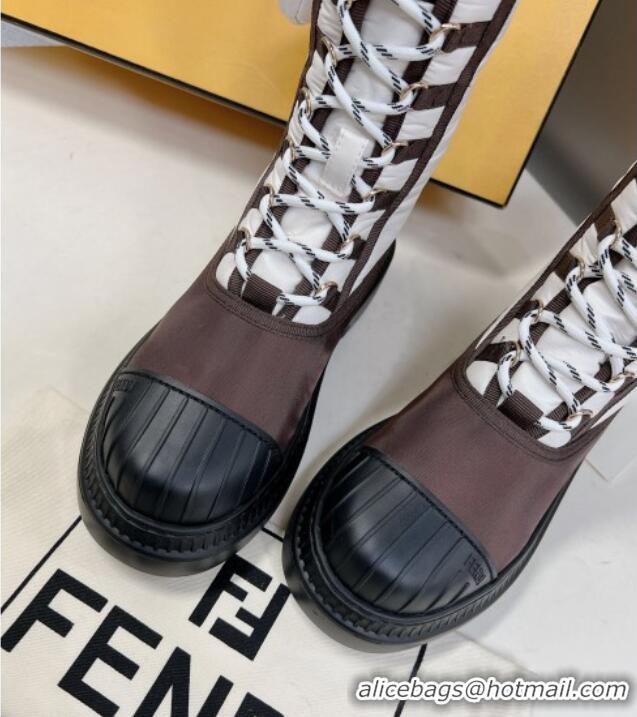 Best Product Fendi Domino Biker Ankle Boots with Pocket in White Nylon 122841