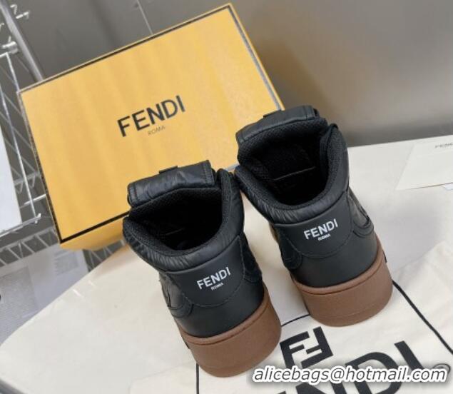 Classic Hot Fendi Match High Top Sneakers with Pocket in Black Nylon 122842