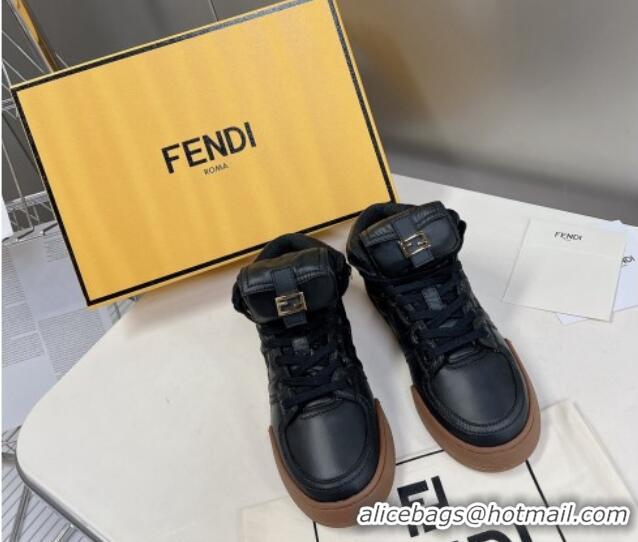 Classic Hot Fendi Match High Top Sneakers with Pocket in Black Nylon 122842