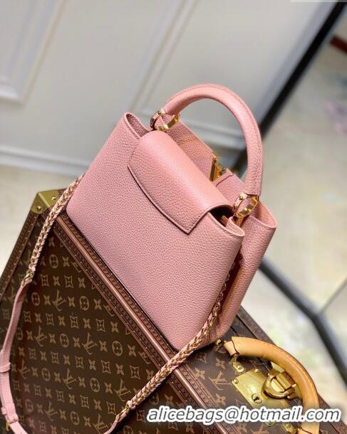 Affordable Price Louis Vuitton Capucines BB Chain Bag in Taurillon Calfskin M21103 Pink 2023