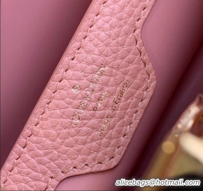 Famous Brand Louis Vuitton Capucines MM Chain Bag in Taurillon Calfskin M21103 Pink 2023