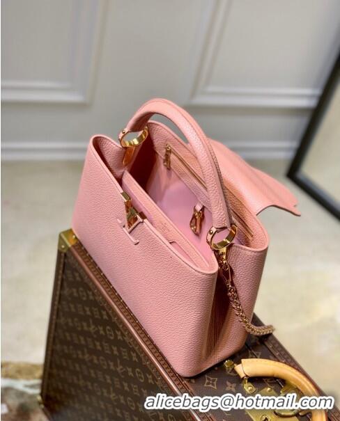 Famous Brand Louis Vuitton Capucines MM Chain Bag in Taurillon Calfskin M21103 Pink 2023