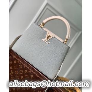 Luxury Cheap Louis Vuitton Capucines BB Bag in Taurillon Calfskin M21296 Steeple Gray/Greige 2023