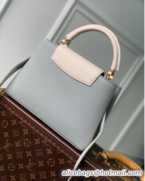 Luxury Cheap Louis Vuitton Capucines BB Bag in Taurillon Calfskin M21296 Steeple Gray/Greige 2023