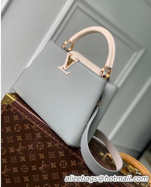 Luxury Cheap Louis Vuitton Capucines BB Bag in Taurillon Calfskin M21296 Steeple Gray/Greige 2023