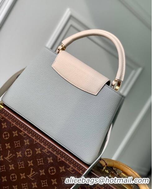 Famous Brand Louis Vuitton Capucines MM Bag in Taurillon Calfskin M21296 Steeple Gray/Greige 2023