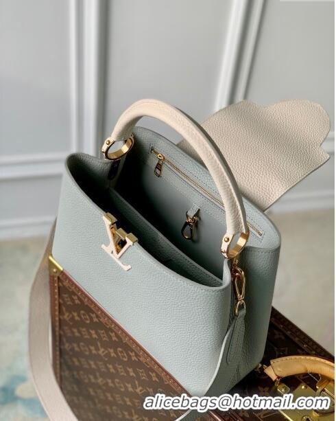 Famous Brand Louis Vuitton Capucines MM Bag in Taurillon Calfskin M21296 Steeple Gray/Greige 2023