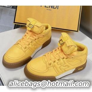 Durable Fendi Match High Top Sneakers with Pocket in Yellow Nylon 122843