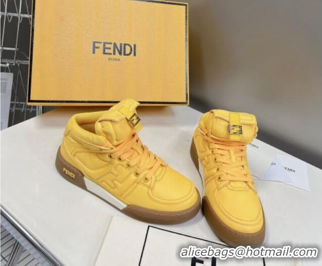 Durable Fendi Match High Top Sneakers with Pocket in Yellow Nylon 122843