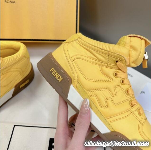 Durable Fendi Match High Top Sneakers with Pocket in Yellow Nylon 122843