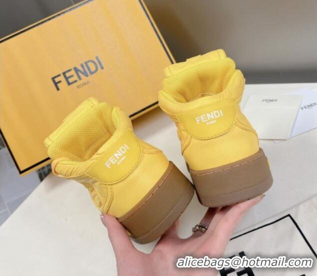 Durable Fendi Match High Top Sneakers with Pocket in Yellow Nylon 122843