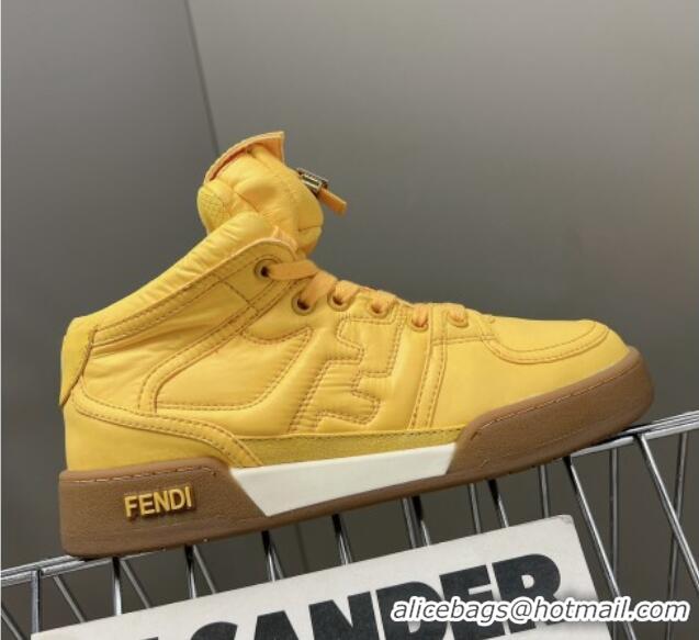 Durable Fendi Match High Top Sneakers with Pocket in Yellow Nylon 122843